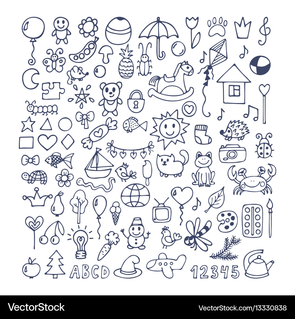 Adorable Doodles: Kids & Play vector image