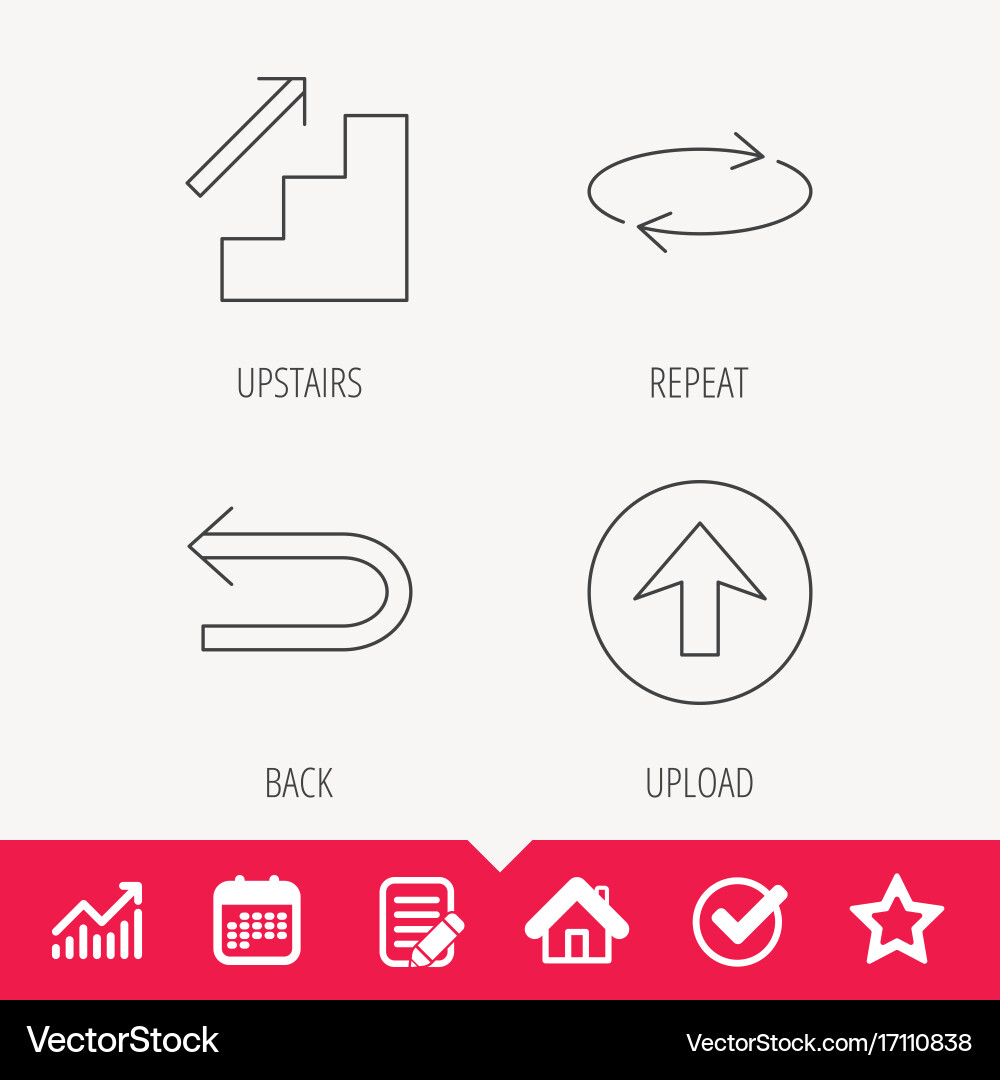 Arrows icons upload repeat linear signs vector image