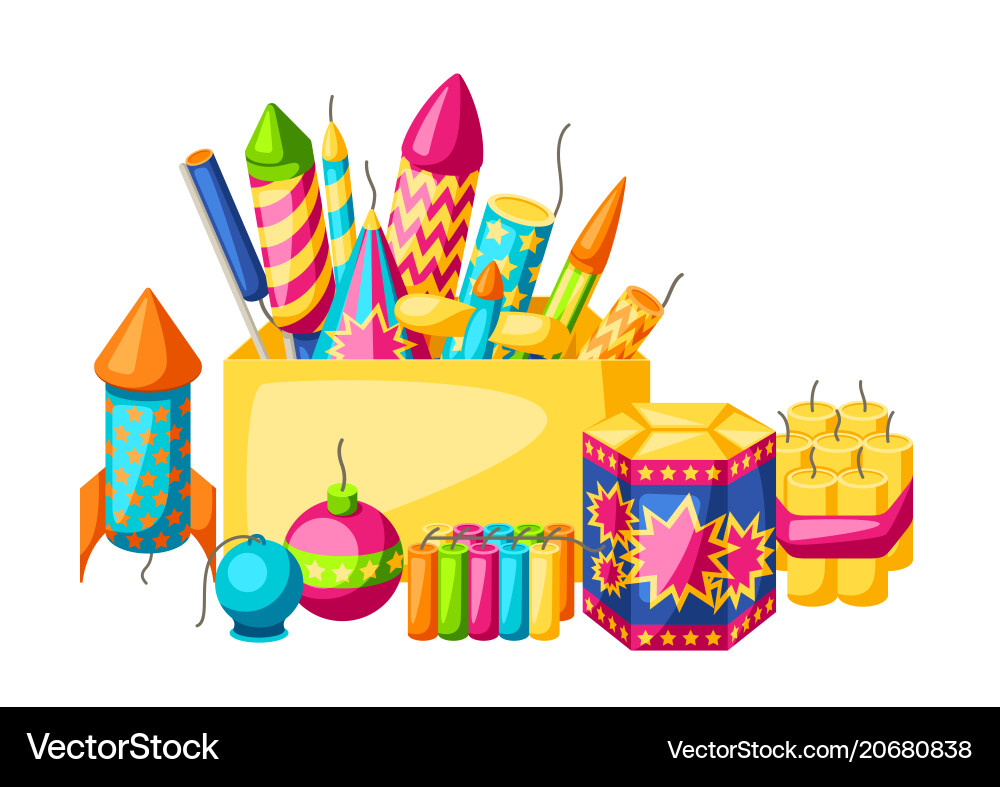 Background with colorful fireworks different Background with colorful fireworks different vector image