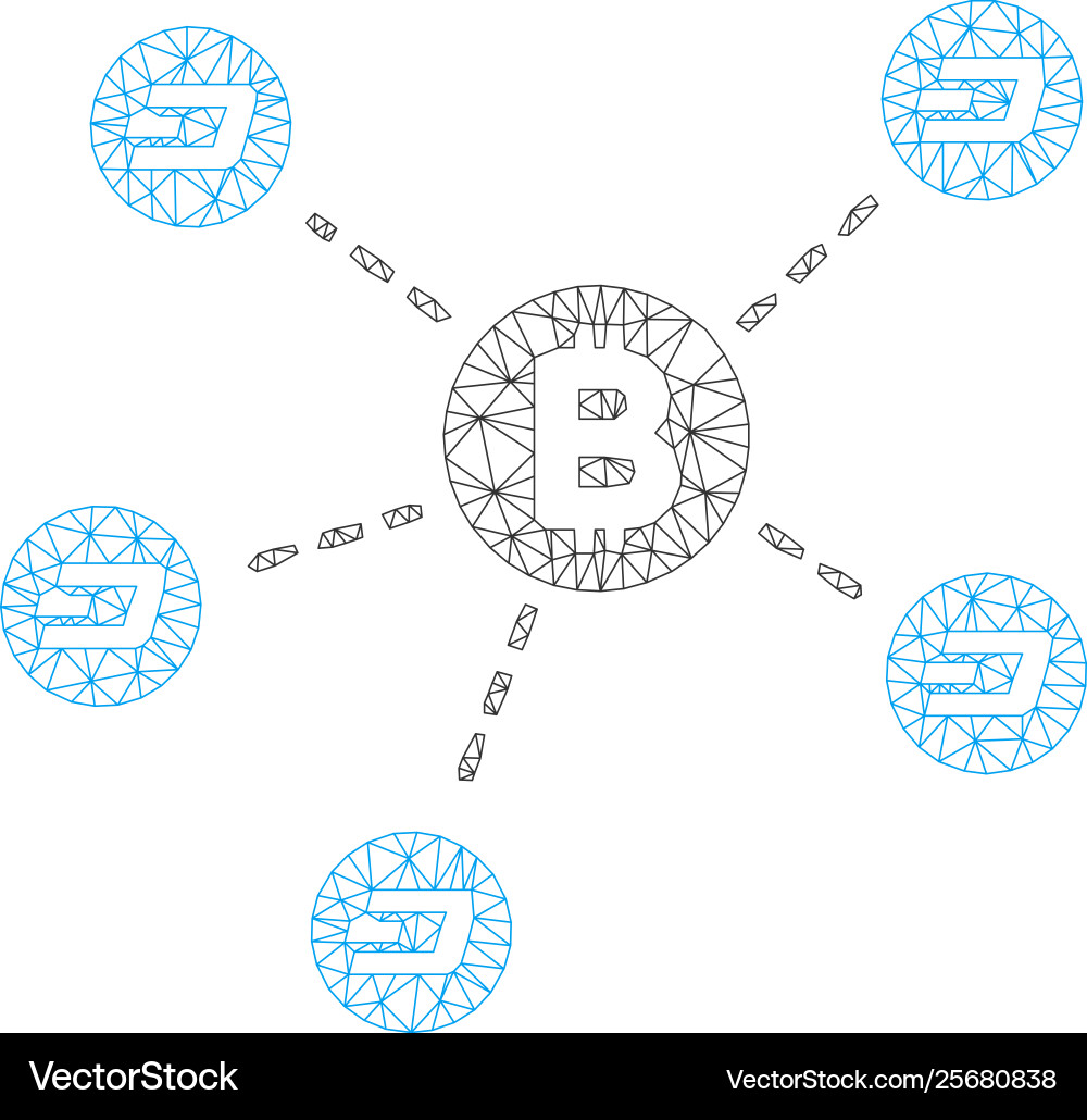 Bitcoin dash network mesh 2d model Bitcoin dash network mesh 2d model vector image