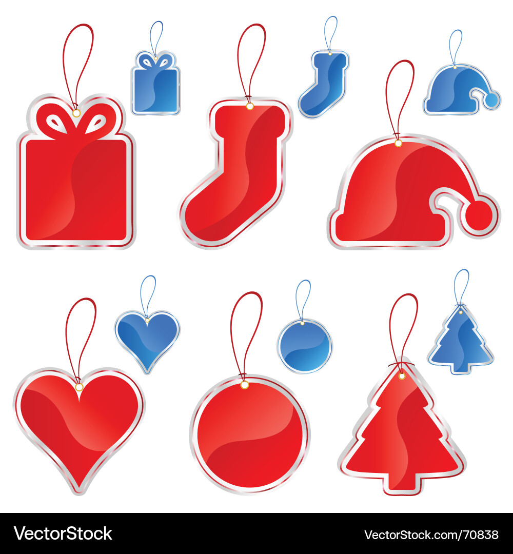 Christmas Gift Tags - Red & Blue Vector Image