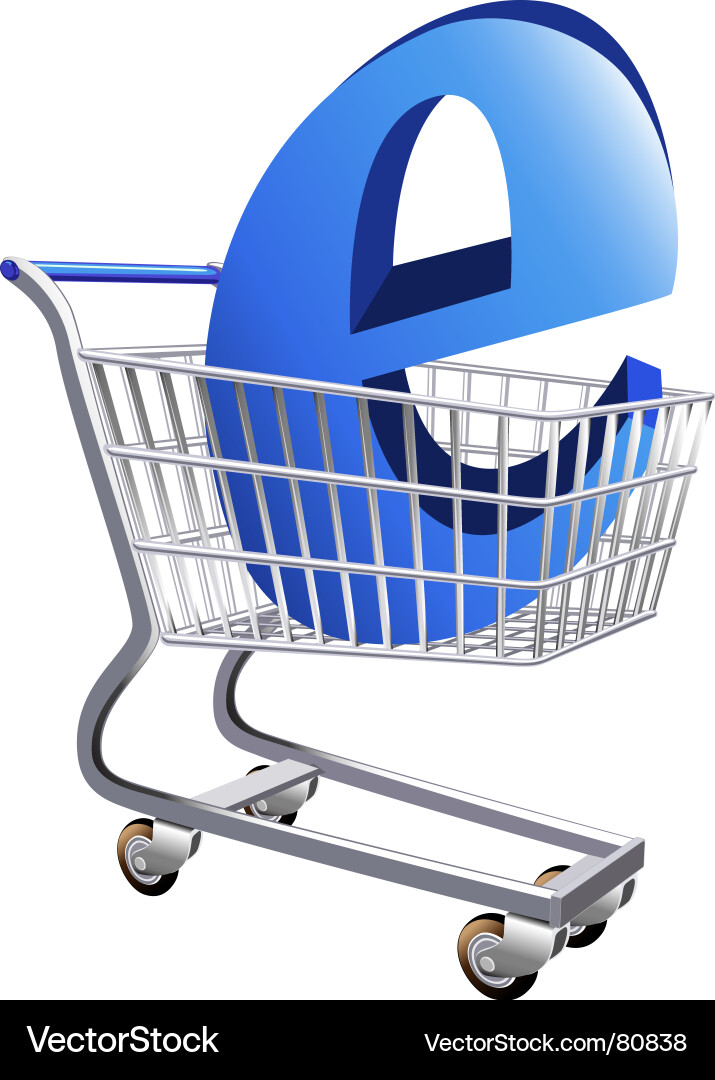 Ecommerce Shopping Cart with E Symbol Vector Image