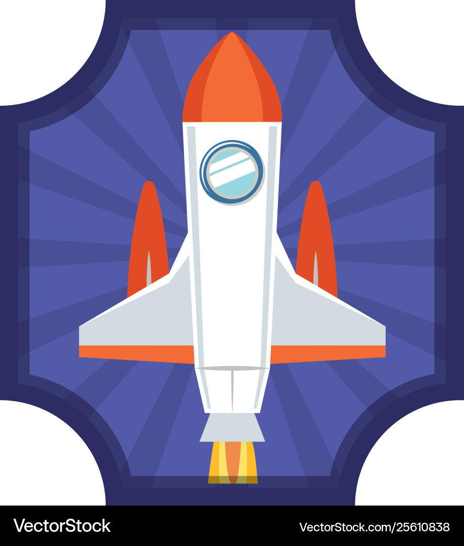 Frame with rocket taking off icon Frame with rocket taking off icon vector image