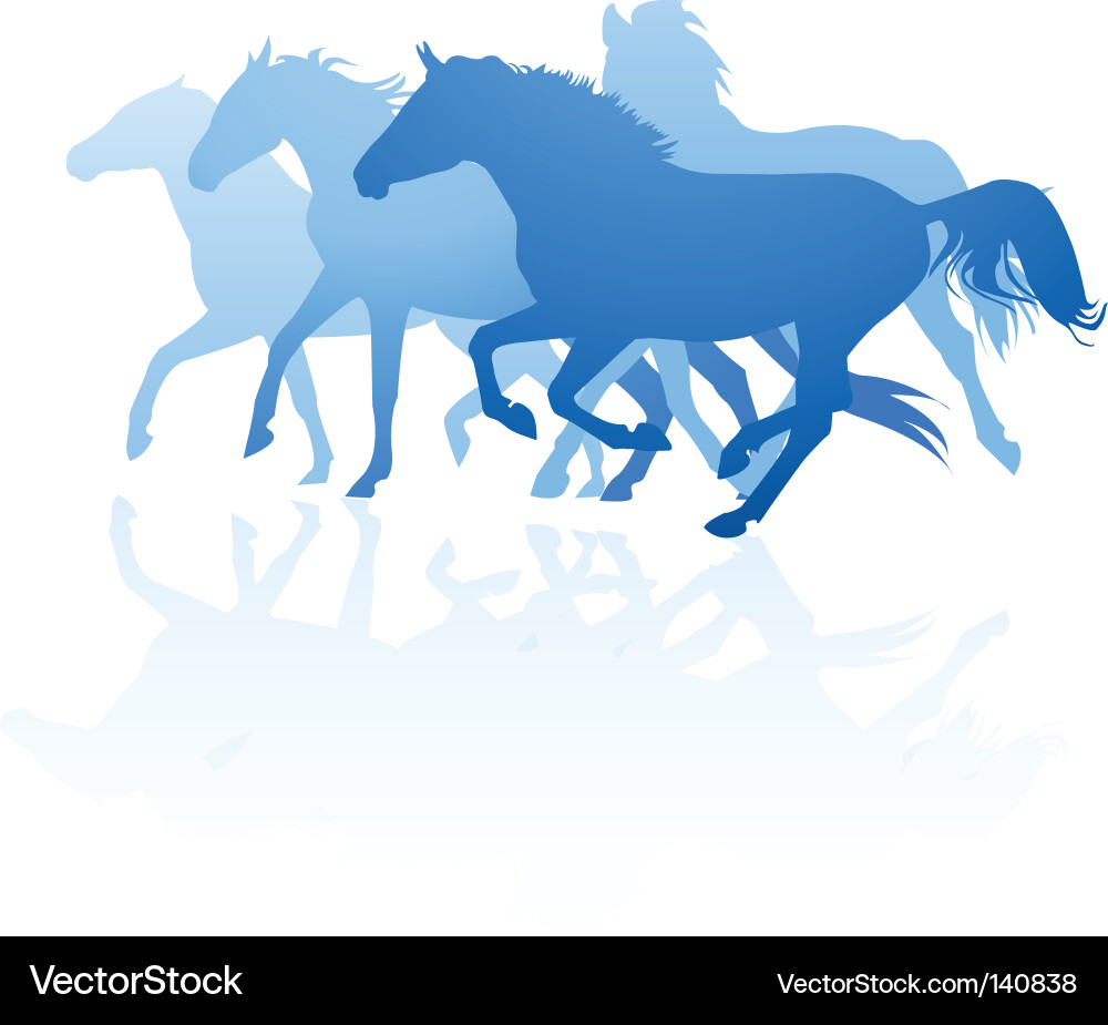 Horse Silhouettes - Dynamic Movement vector image