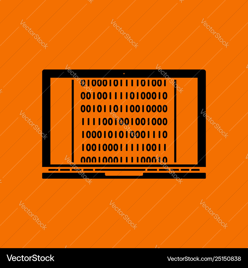 Laptop with binary code icon Vector Image