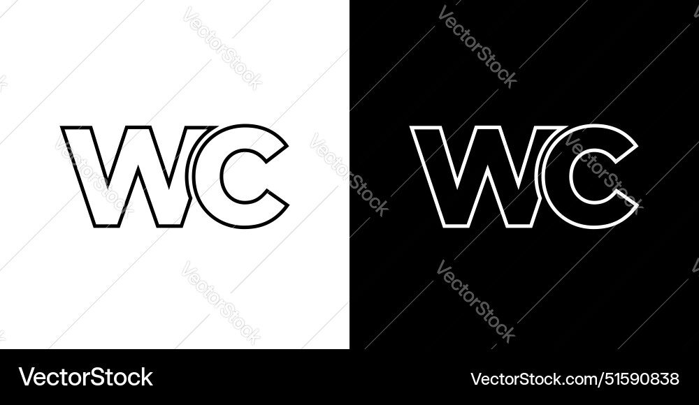 Letter w and c wc logo design template minimal Vector Image