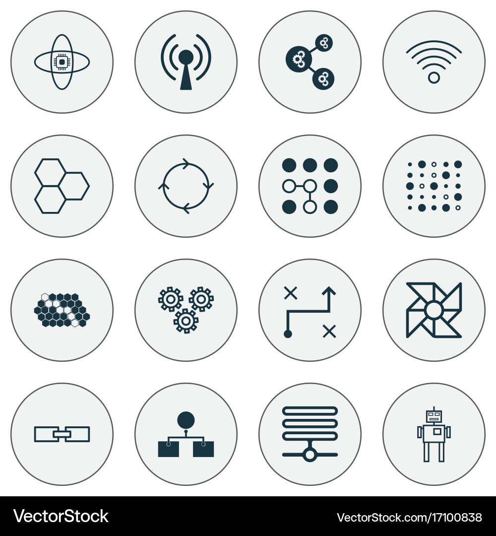 Machine icons set collection of information Vector Image