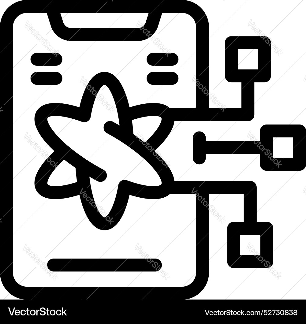 Mobile phone displaying an atom connecting Mobile phone displaying an atom connecting Vector Image