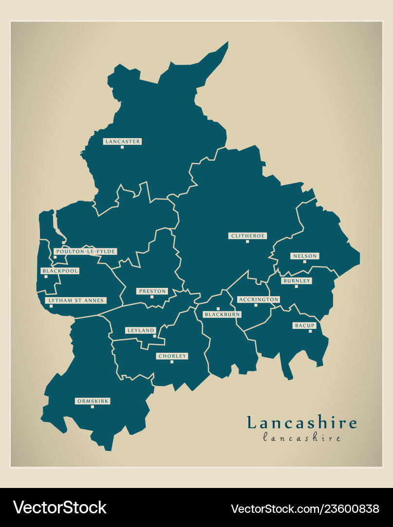 Modern map - lancashire county with districts Modern map - lancashire county with districts vector image