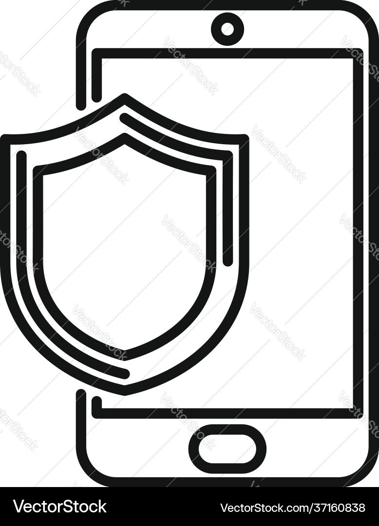 Protected phone display icon outline style Protected phone display icon outline style vector image