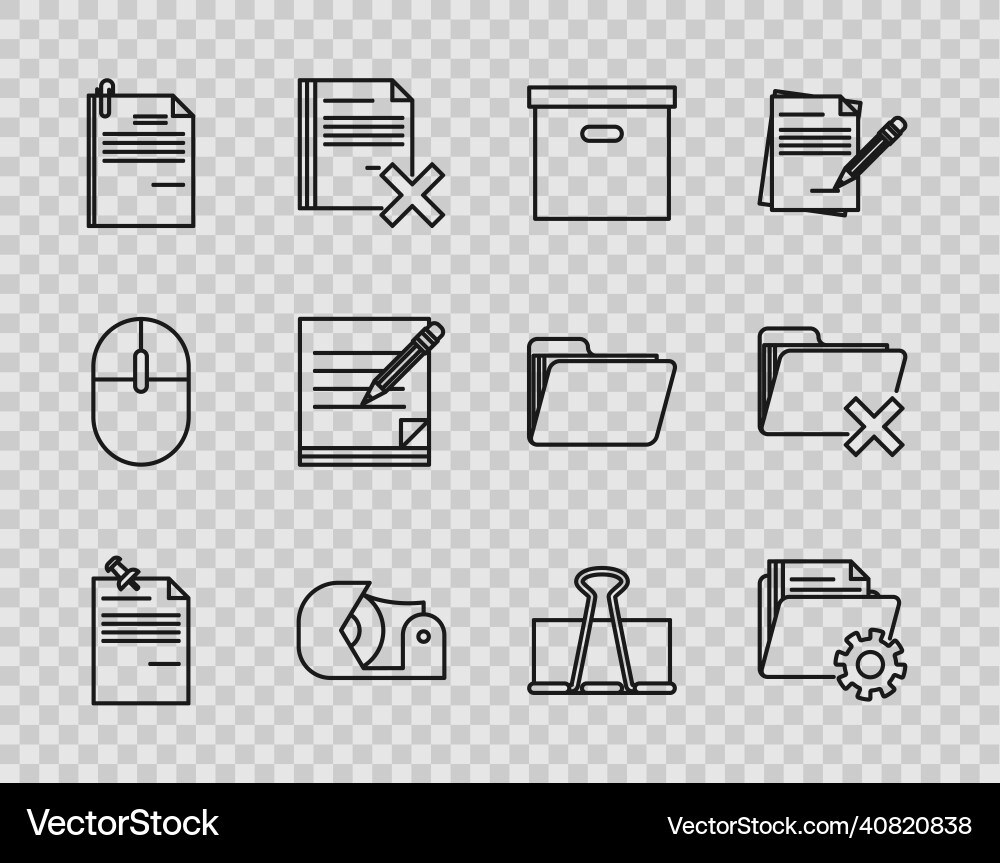 Set line note paper with pinned pushbutton folder Set line note paper with pinned pushbutton folder vector image