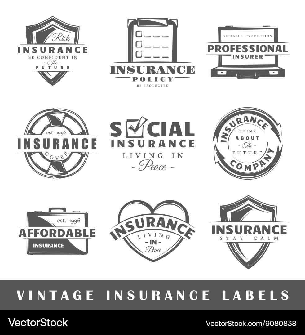 Set of vintage insurance labels vector image
