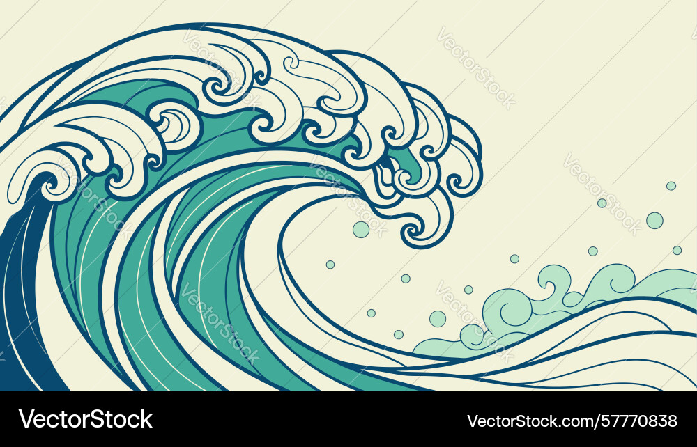 Stylized ocean wave with dynamic motion design vector image