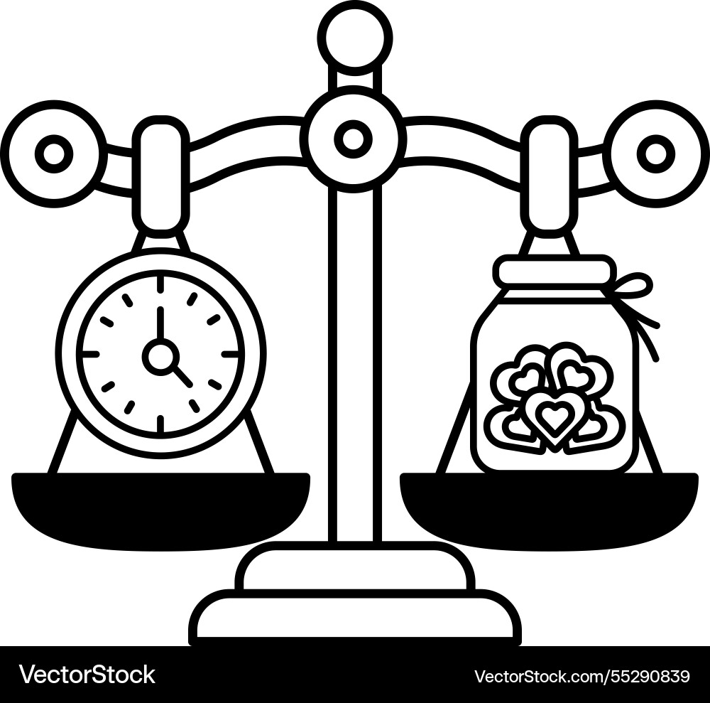 A scale with clock and jar A scale with clock and jar vector image
