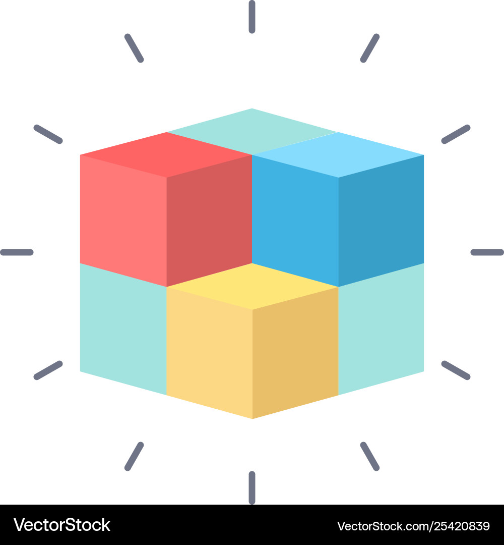 Box labyrinth puzzle solution cube flat color icon Box labyrinth puzzle solution cube flat color icon vector image