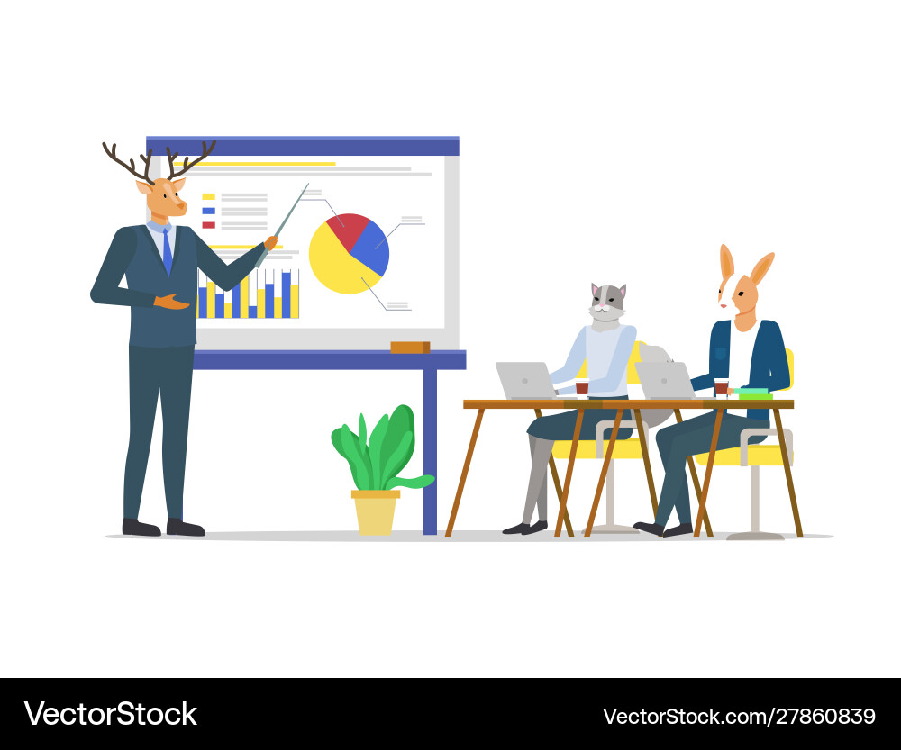 Business seminar coach hipster animal and students Business seminar coach hipster animal and students vector image