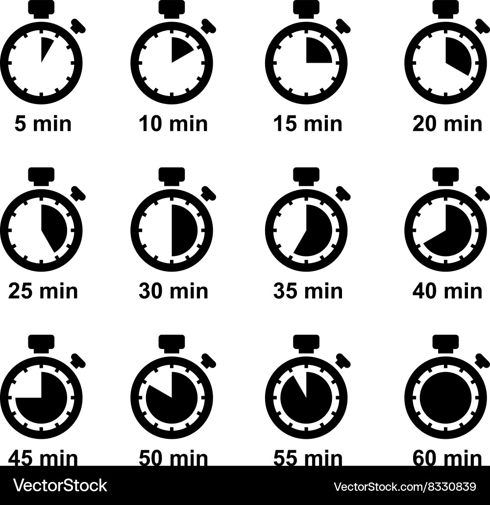 Clock Icon Set - Timer & Stopwatch Vector Image