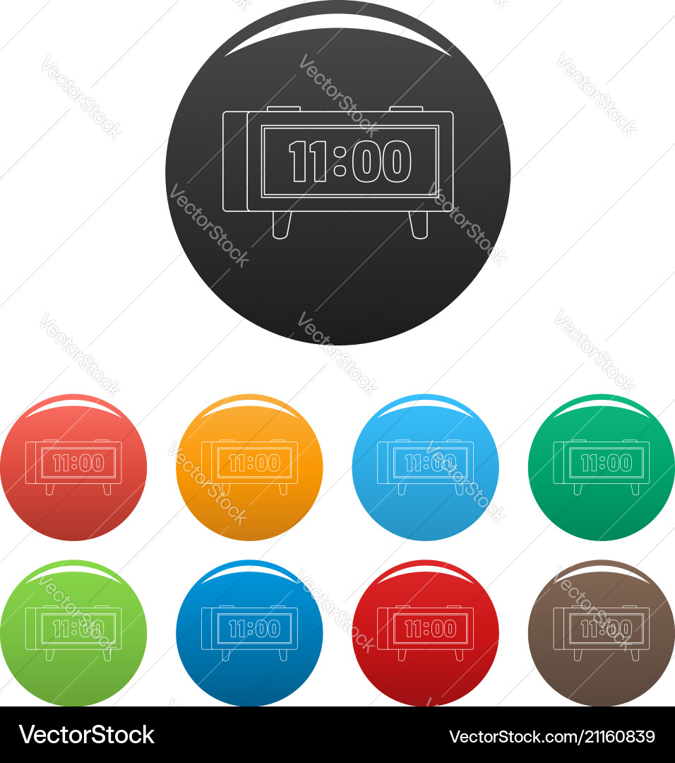 Digital clock icons set color vector image