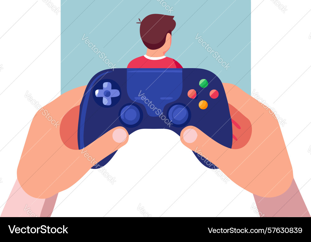 Immersive video game fun hands with controller vector image