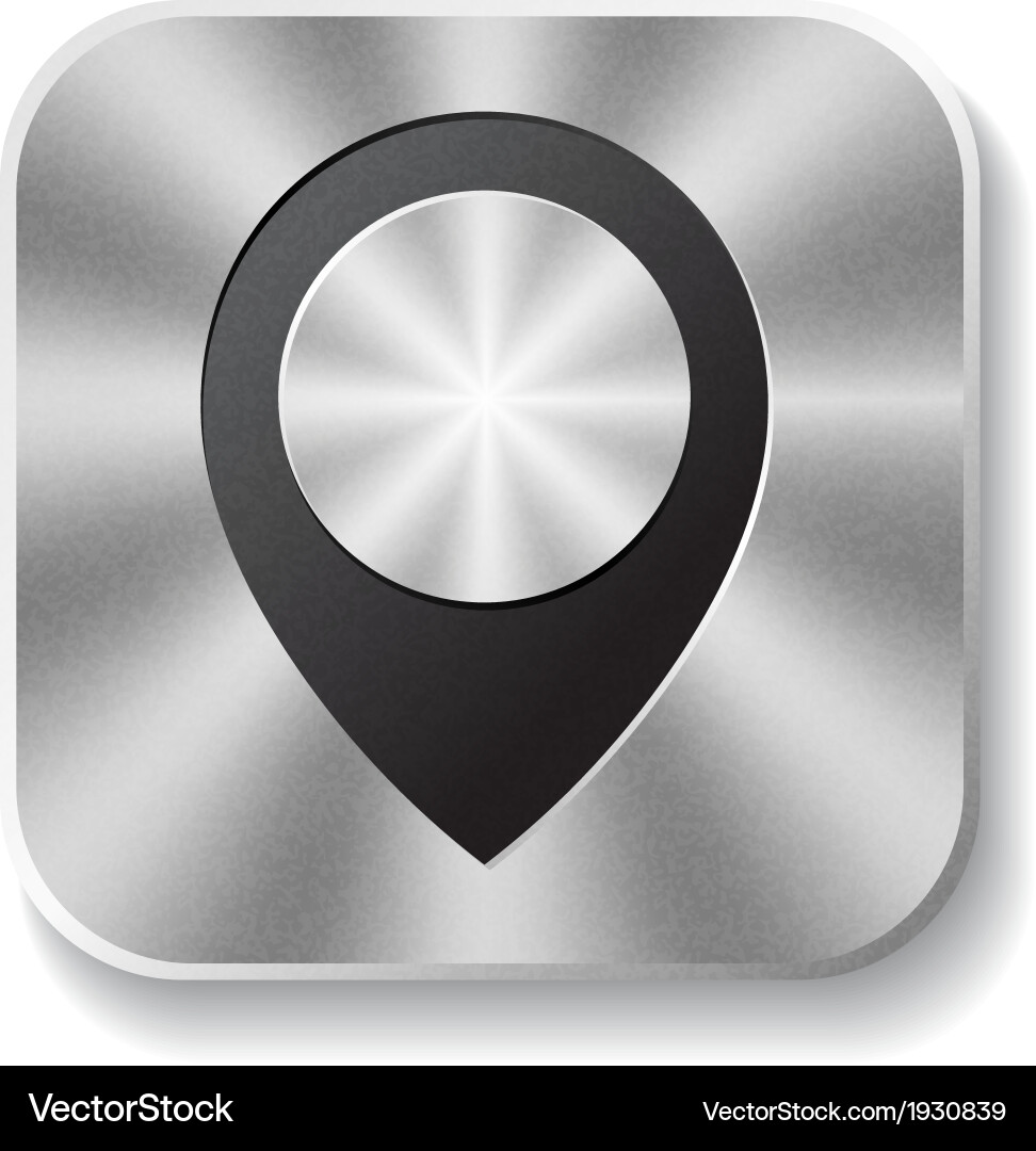 Metal square button with round pointer vector image