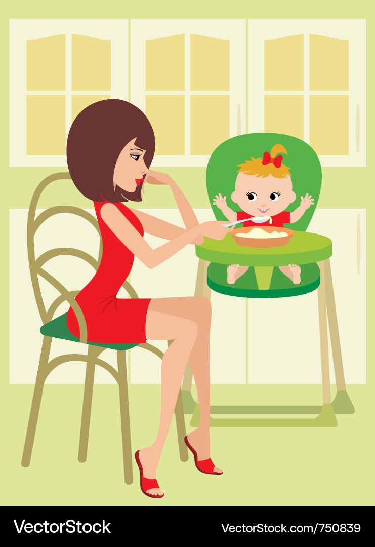 Mother Feeding Baby Vector Image