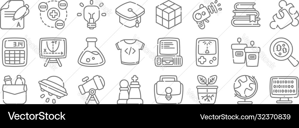 Nerd line icons linear set quality Nerd line icons linear set quality vector image