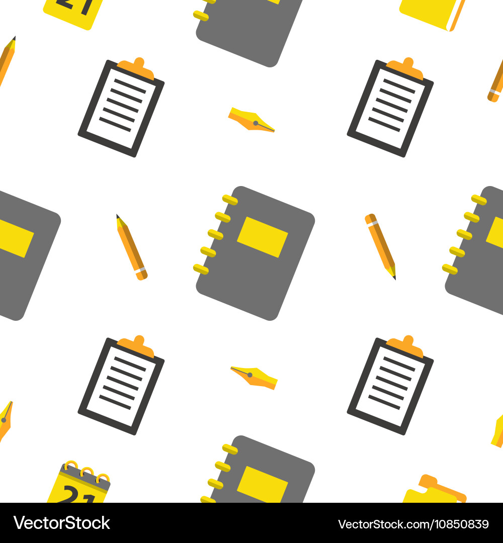 Office objects seamless pattern with pen vector image