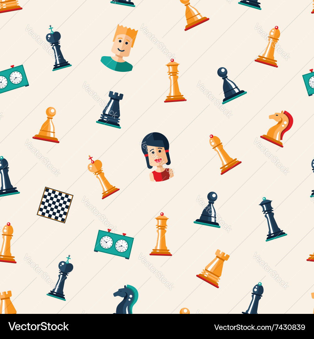 Seamless pattern with flat design chess Vector Image