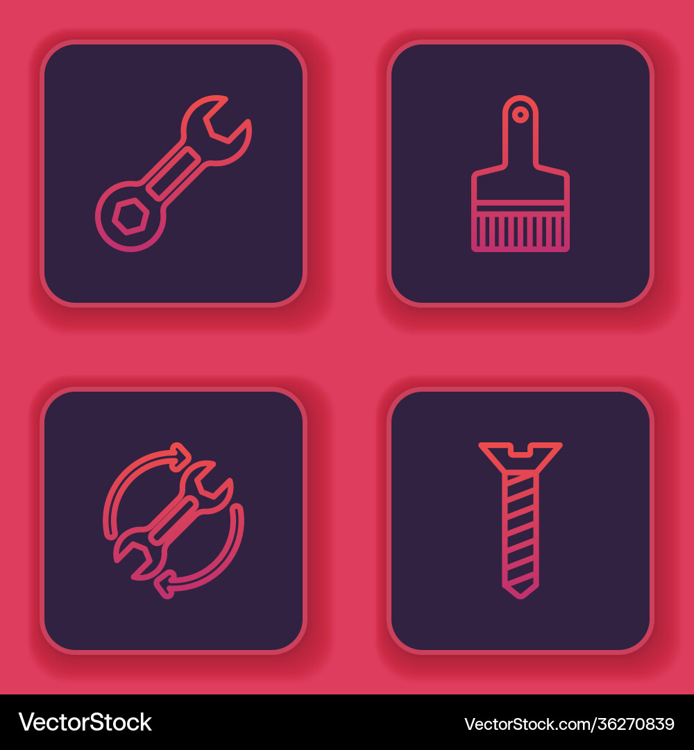 Set line wrench spanner and arrows as workflow Vector Image