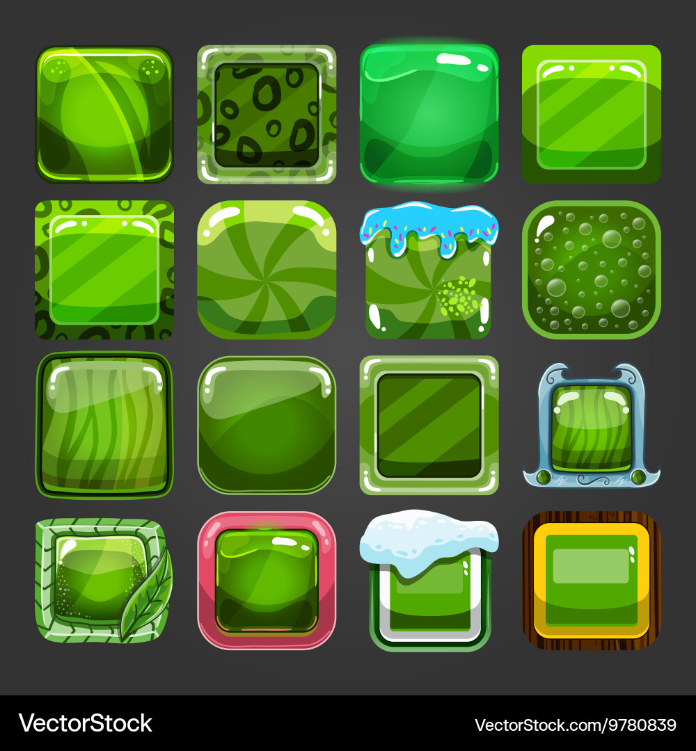 Set of different square buttons 3 vector image
