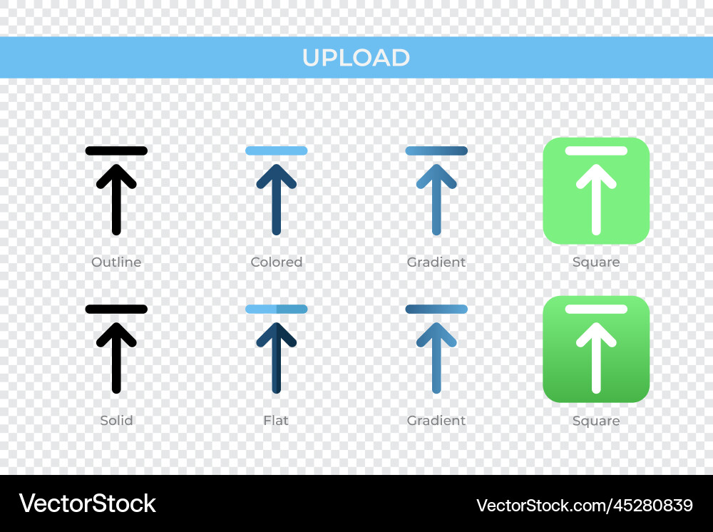 Upload icon in different style icons Vector Image