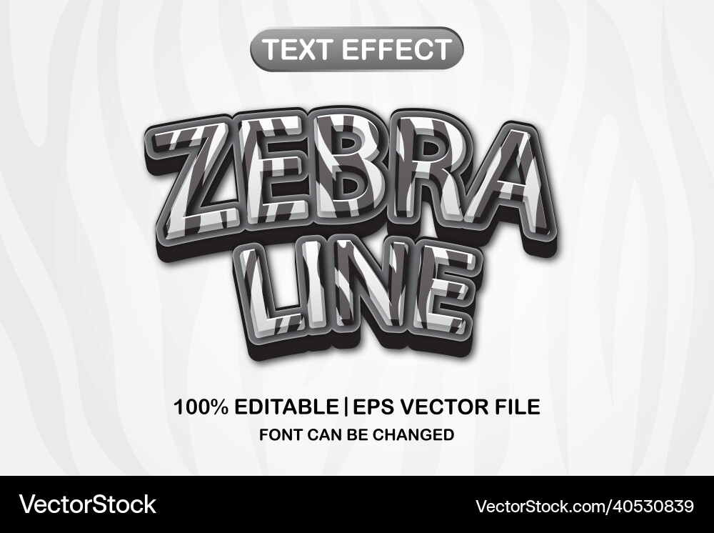 Zebra line 3d editable text effect Zebra line 3d editable text effect Vector Image