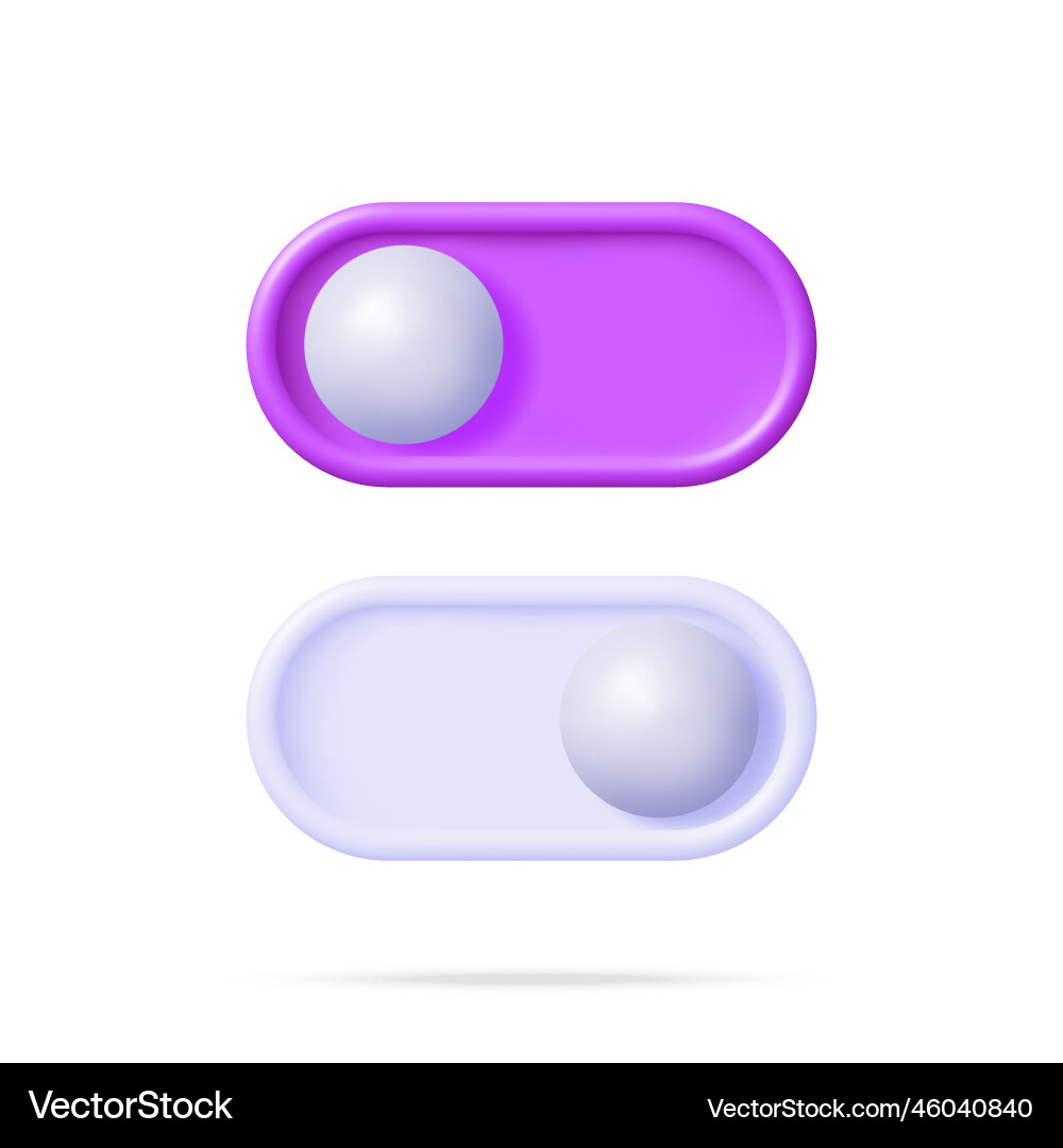 3d on and off buttons switch Vector Image