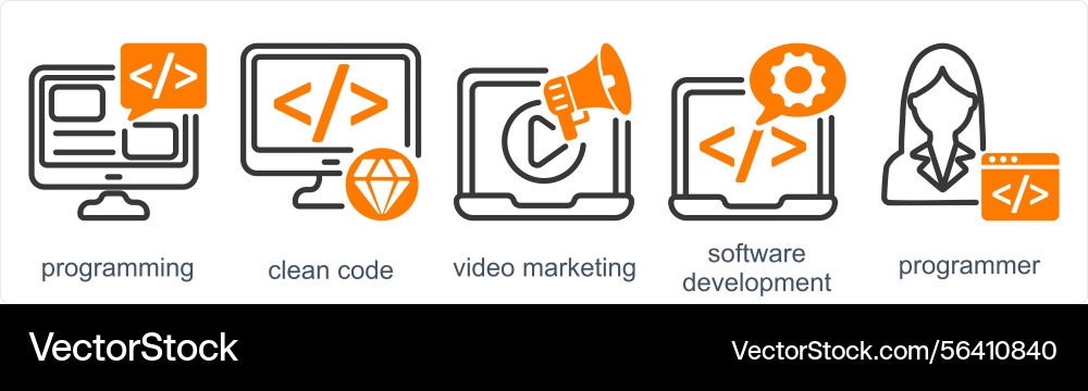 A set of 5 business icons as programming clean vector image