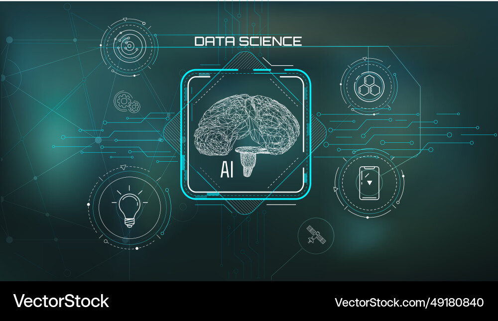 Artificial intelligence testing virtual interface vector image