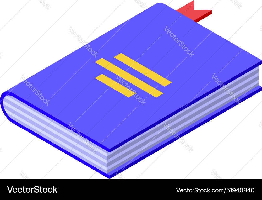 Blaues Hardcover Buch mit Lesezeichen isometrisch Blaues Hardcover Buch mit Lesezeichen isometrisch vektorbild
