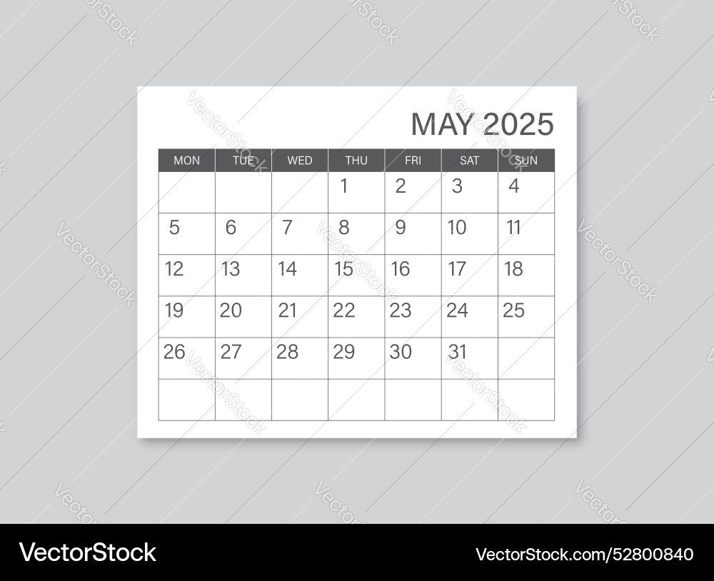 Calendar may 2025 icon in flat style planner Vector Image