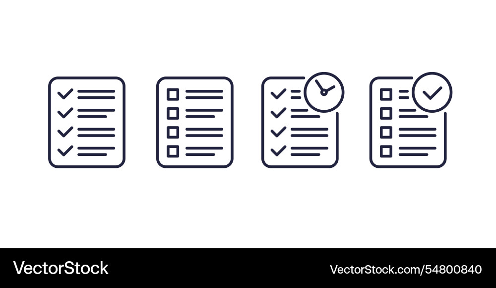 Checklist line icons list with tasks goals Vector Image