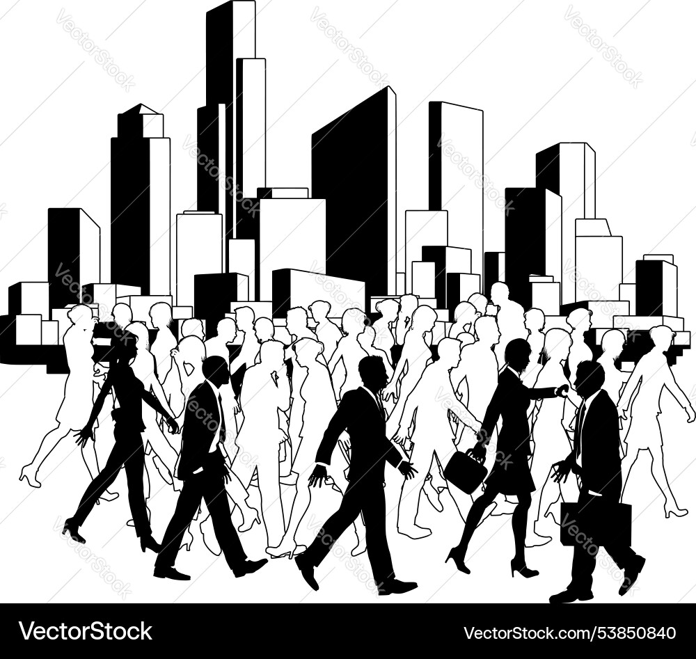 City Business People Silhouette – Royalty-Free Vector | VectorStock, image size:1000x947