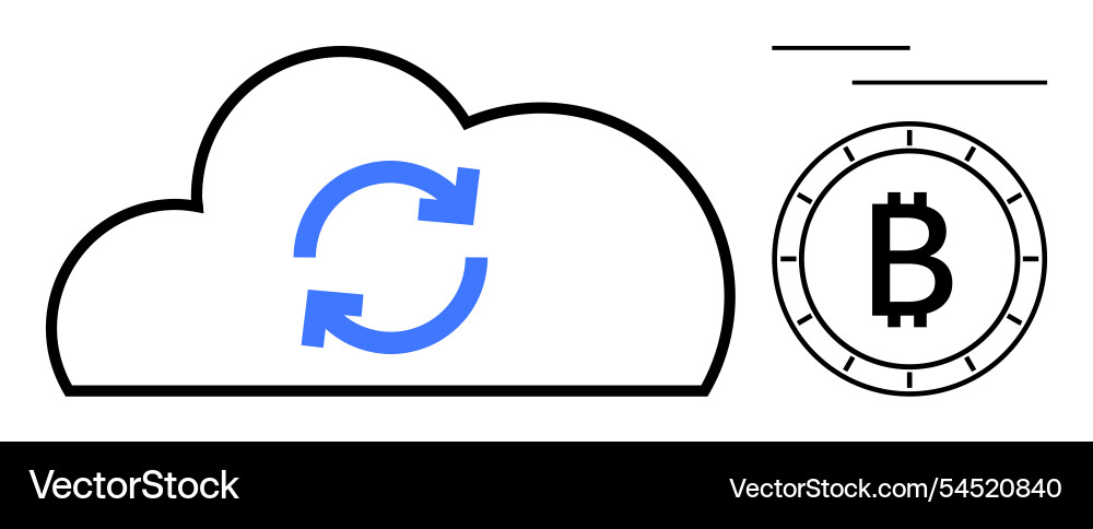 Cloud storage and bitcoin exchange integration Cloud storage and bitcoin exchange integration vector image