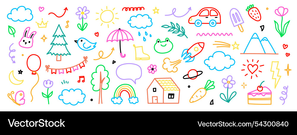 Cute kid background line tree cloud flower icon Cute kid background line tree cloud flower icon vector image