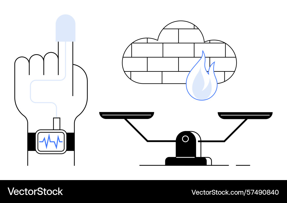 Digital health monitoring and data security vector image