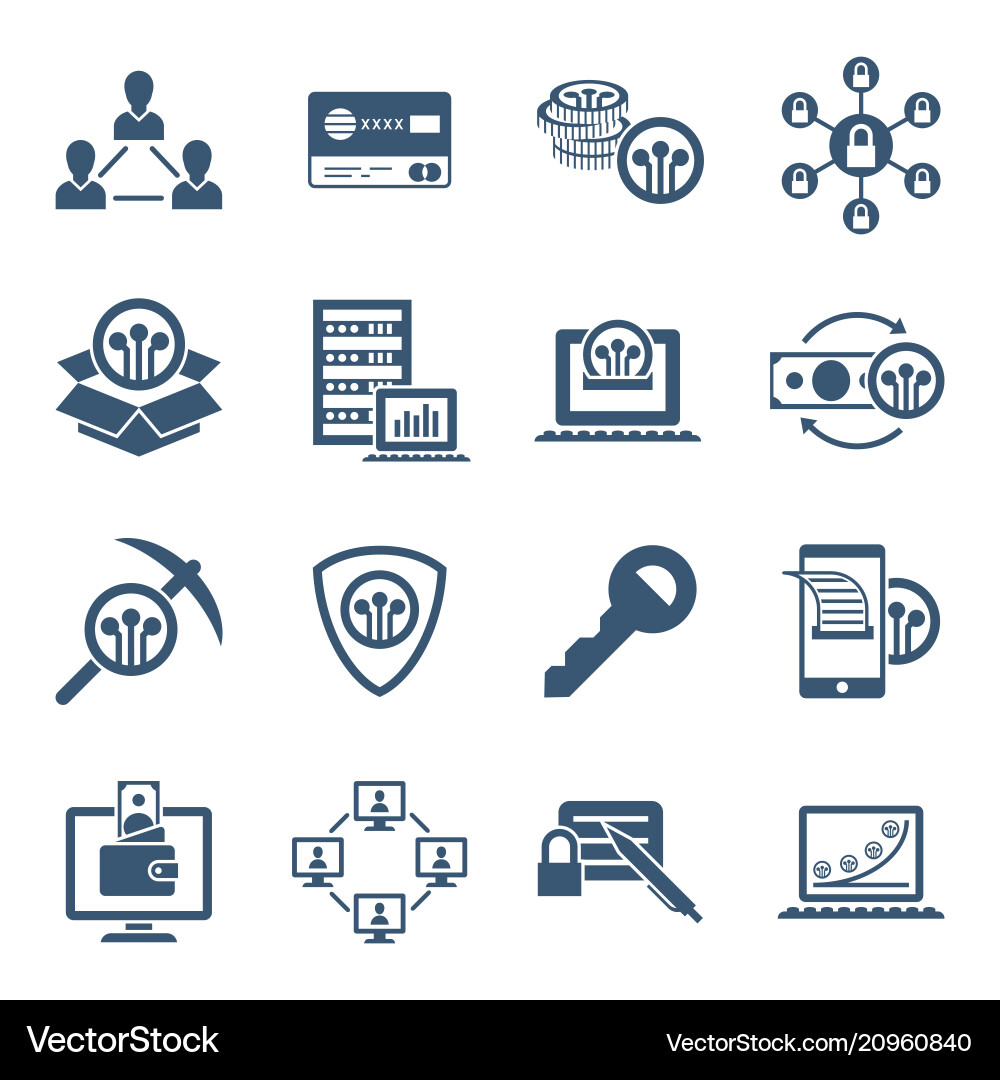 Digital line icons set blockchain pack Digital line icons set blockchain pack vector image