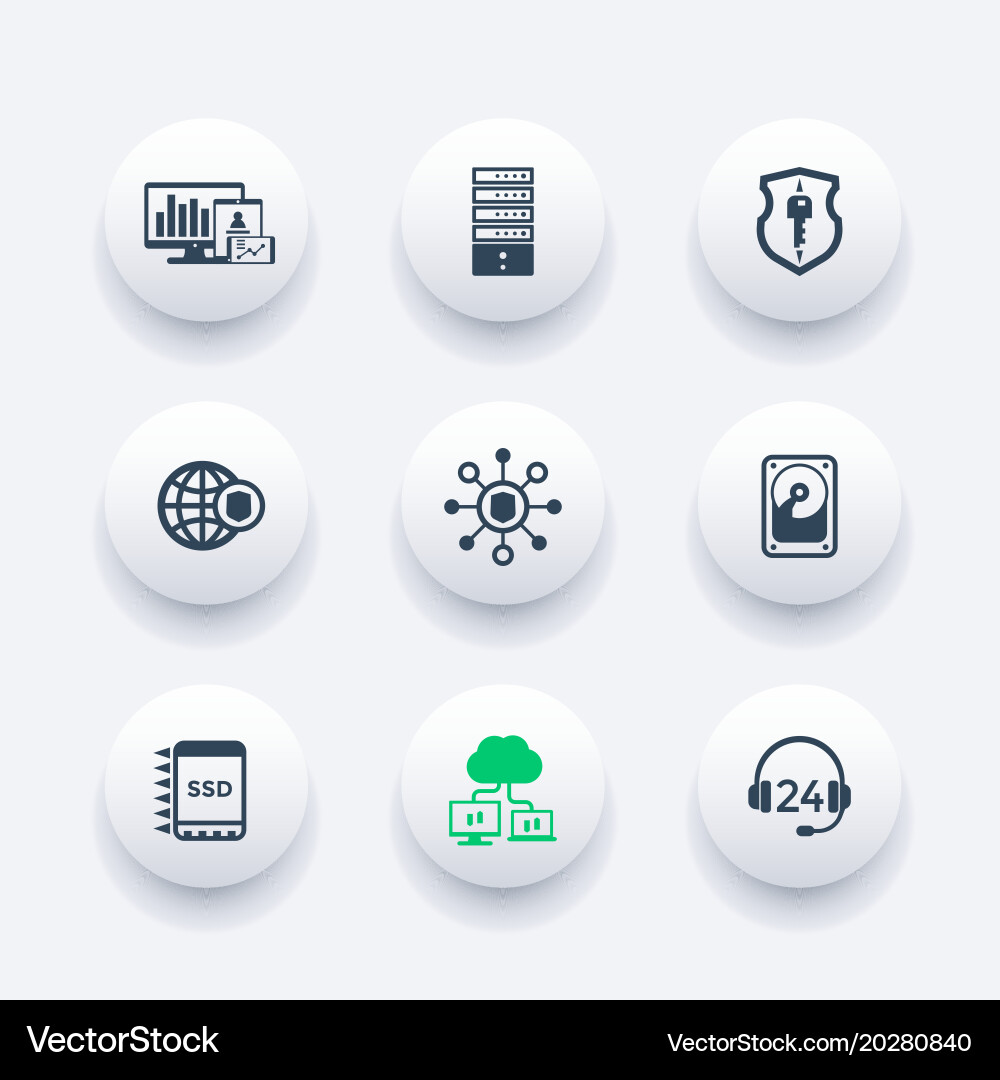 Hosting data servers icons set vector image