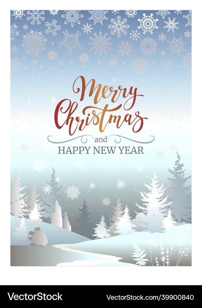 Merry christmas postcard with fir forest Merry christmas postcard with fir forest vector image