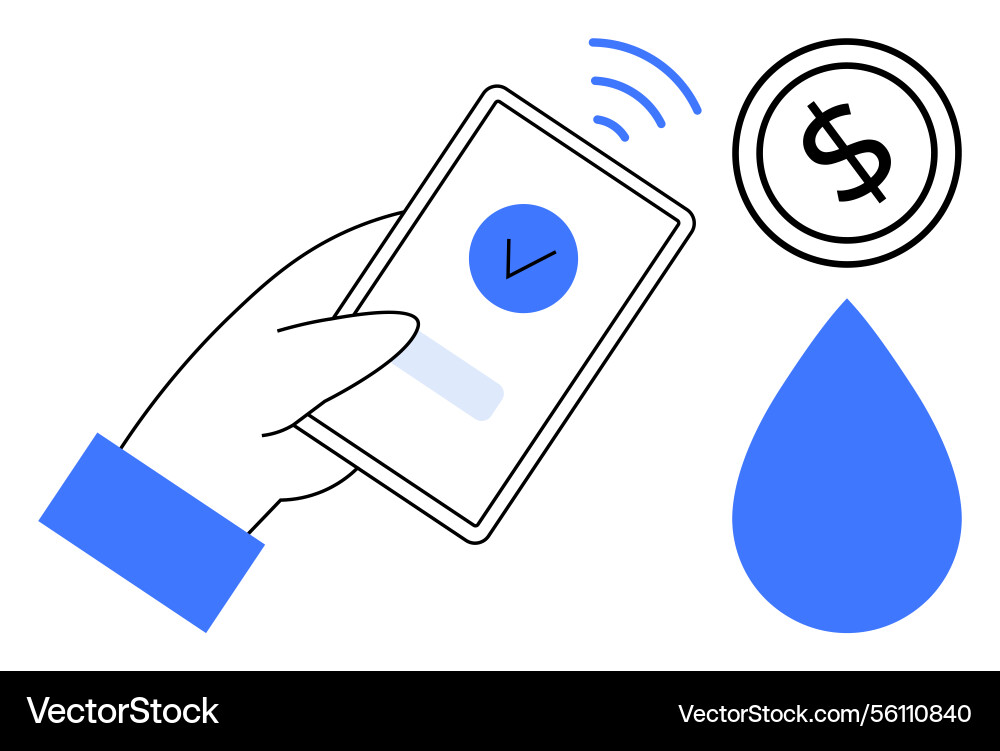 Mobile payment for water usage with secure Mobile payment for water usage with secure Vector Image