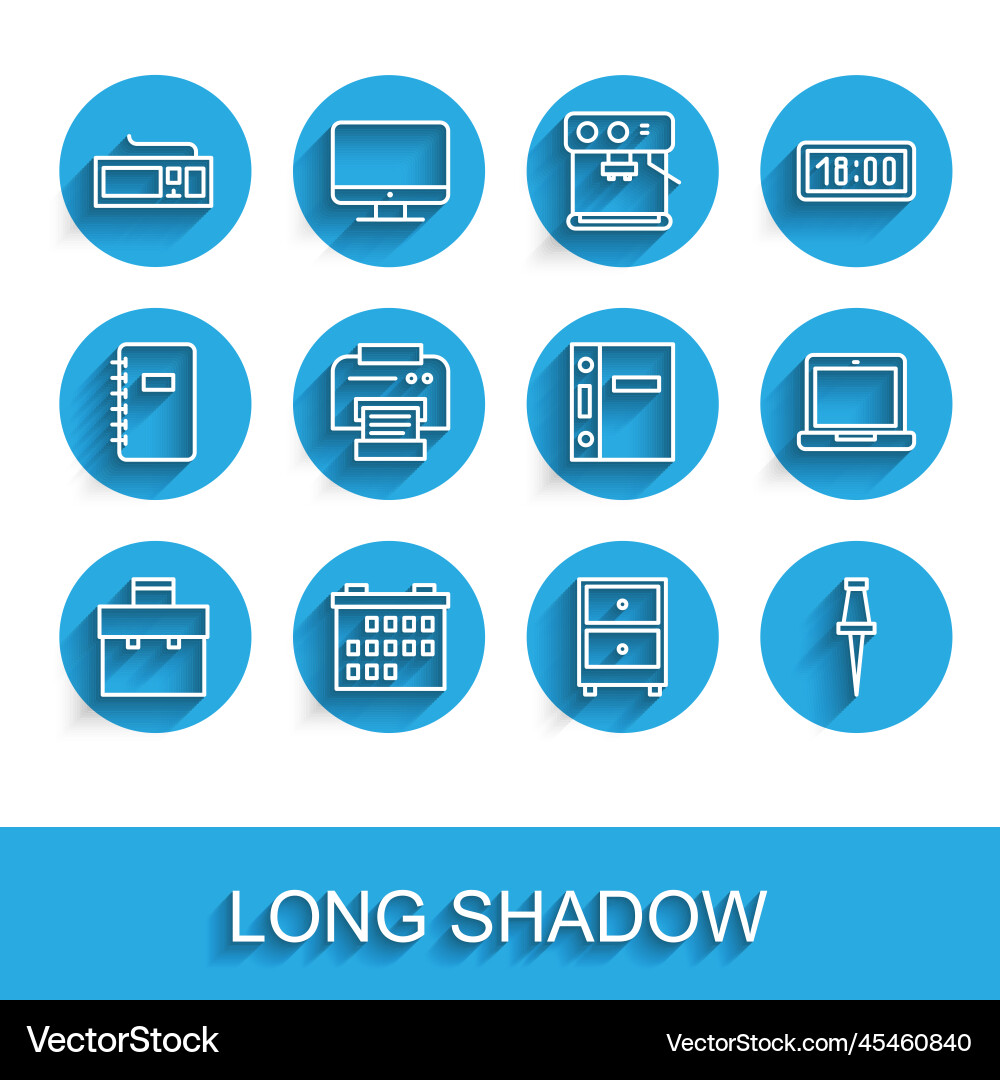 Set line briefcase calendar keyboard drawer Set line briefcase calendar keyboard drawer vector image