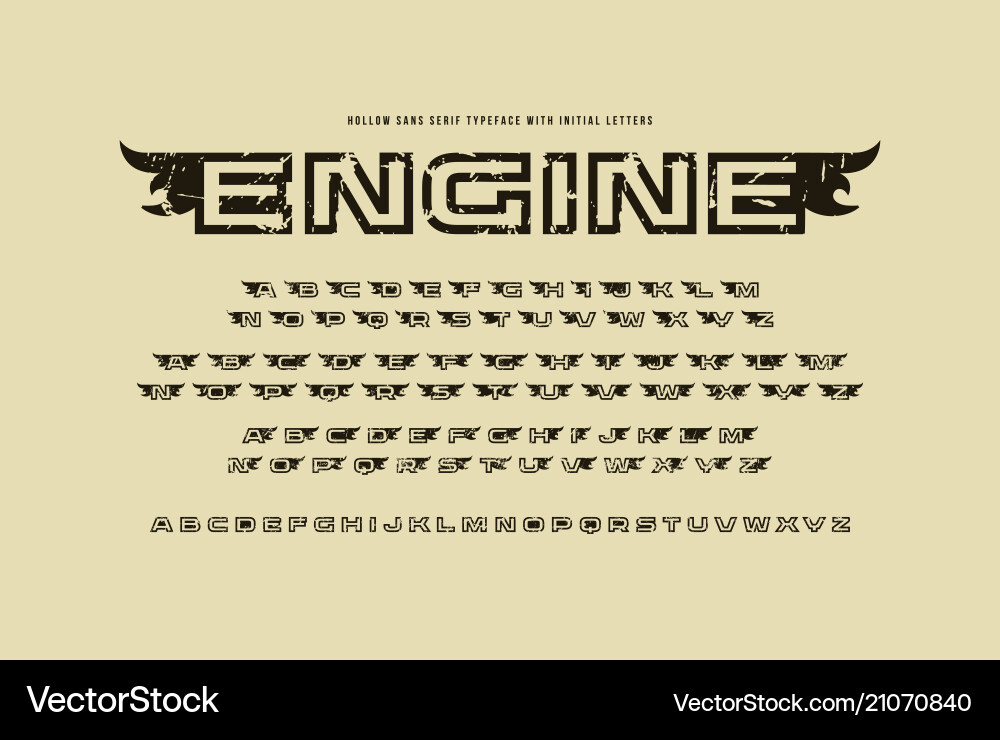 Set of initial hollow letters in racing style Set of initial hollow letters in racing style vector image