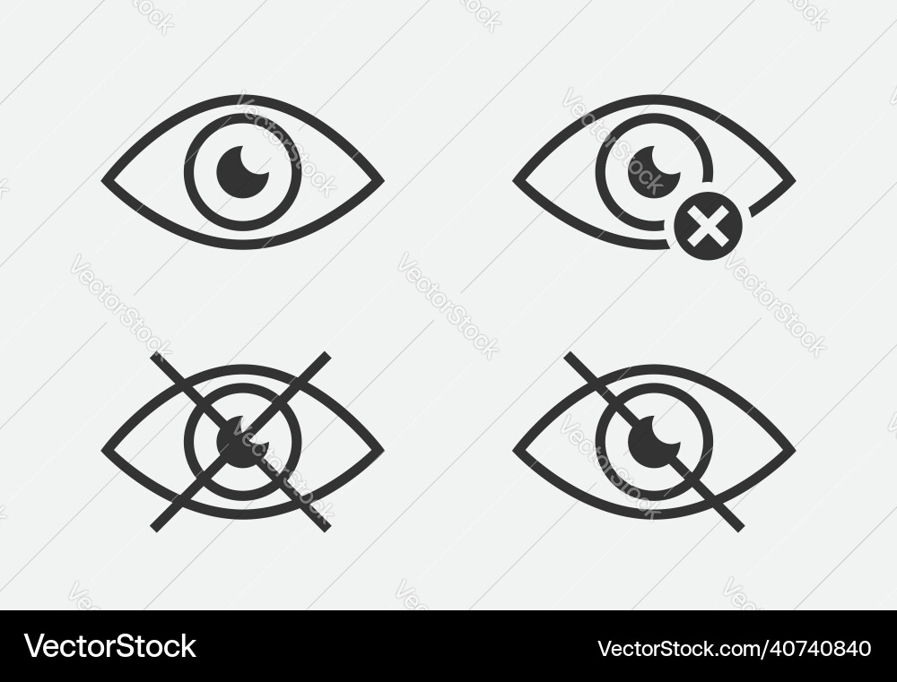 Set show password icon eye symbol vision hide Vector Image