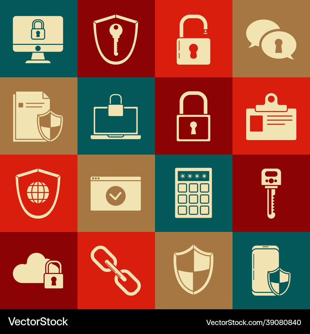 Set smartphone with security shield key Set smartphone with security shield key vector image